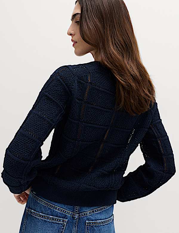 Cotton Blend Cropped Cardigan - TW