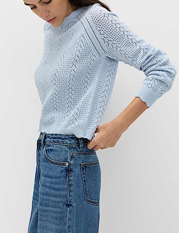 Cotton Rich Pointelle Scallop Edge Jumper - RO