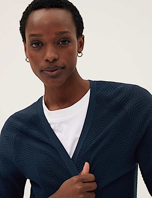Cotton Rich Textured Relaxed Cardigan