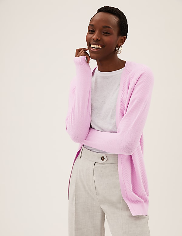 Cotton Rich Textured Relaxed Cardigan