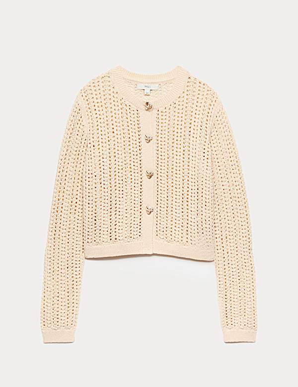 Cardigan coupe slim en coton m&eacute;lang&eacute; textur&eacute; - CH