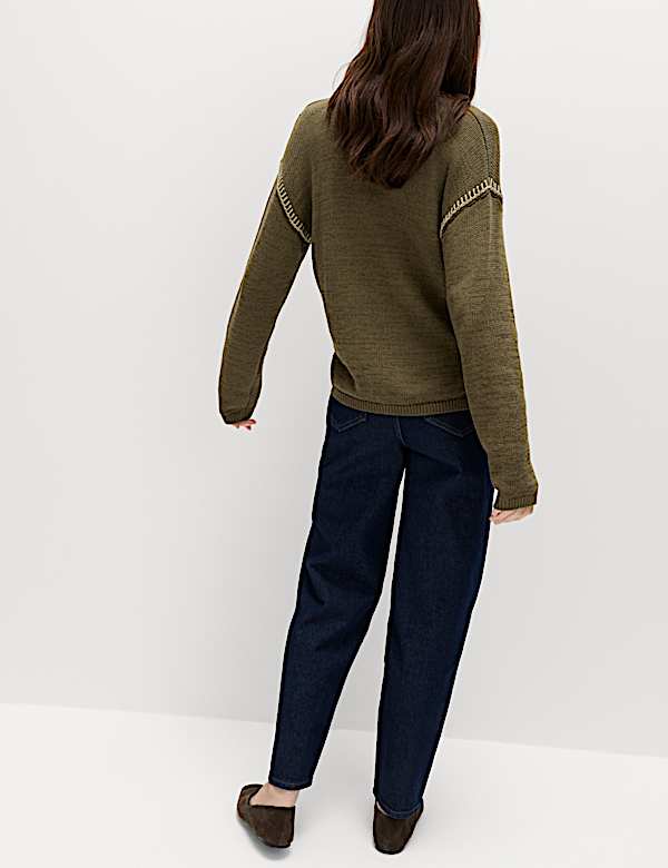 Kardigan Jahitan Jelujur Kerah V Bahan Katun Bertekstur - ID