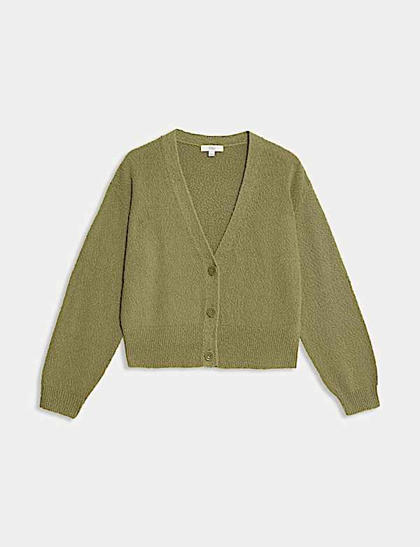 Kardigan Santai Bahan Katun Kerah V Bertekstur - ID