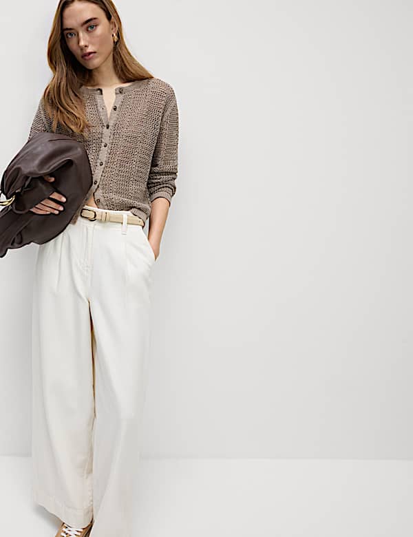 Cotton Rich Open Stitch Cropped Cardigan - MV