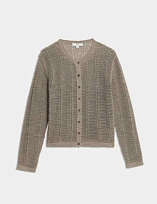 Cotton Rich Open Stitch Cropped Cardigan - MV