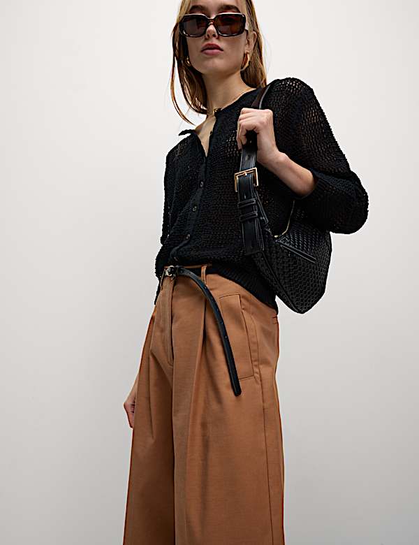 Cotton Rich Open Stitch Cropped Cardigan - ES