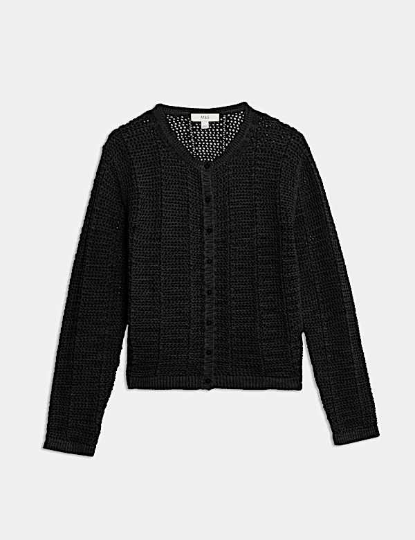 Cotton Rich Open Stitch Cropped Cardigan - ES