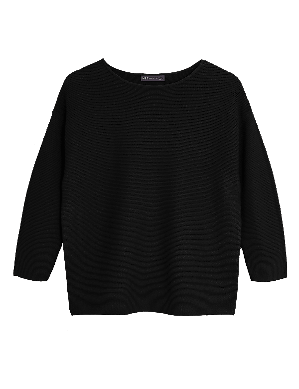 Pure Cotton Textured Crew Neck Jumper