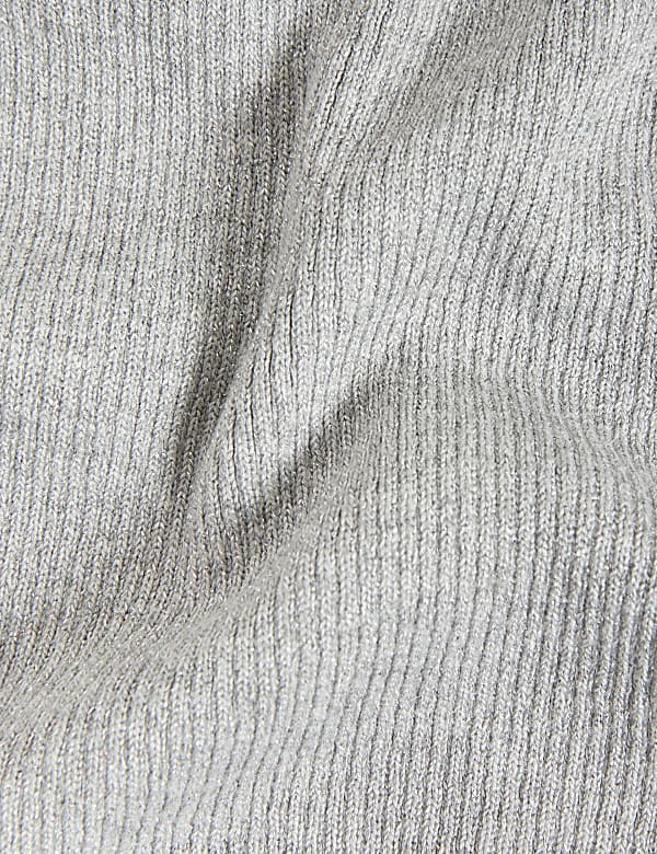Ribbed Metallic Crew Neck Jumper