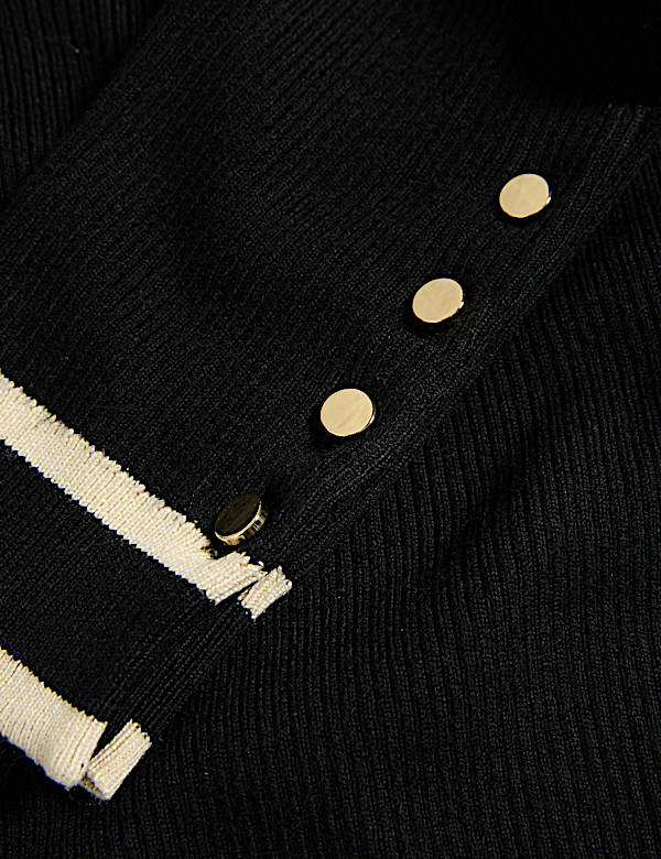Ribbed Tipped Detail Crew Neck Jumper