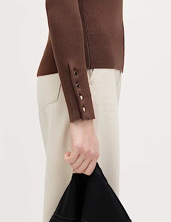 Pull c&ocirc;tel&eacute; &agrave; col rond et d&eacute;tail boutons - BE