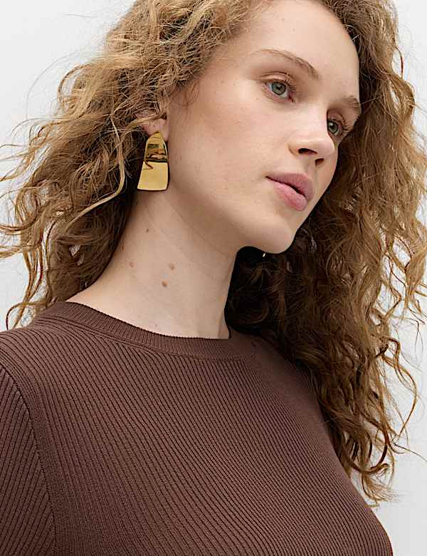 Pull c&ocirc;tel&eacute; &agrave; col rond et d&eacute;tail boutons - BE