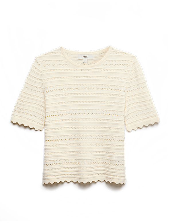 Cotton Rich Open Stitch Knitted Top