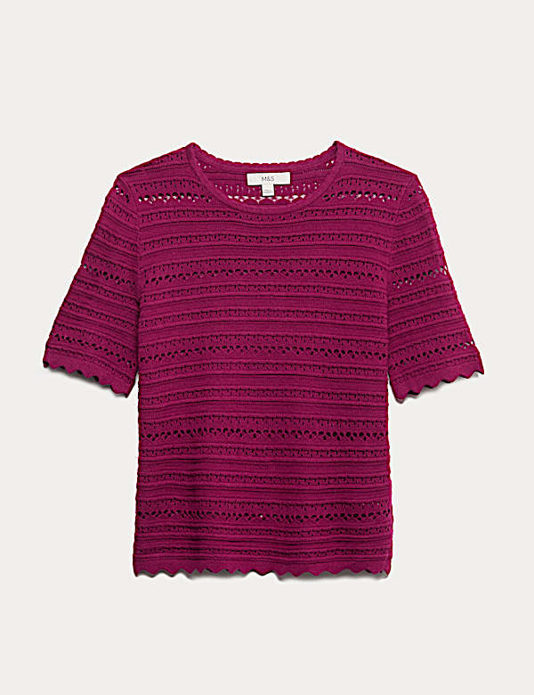 Cotton Rich Open Stitch Knitted Top