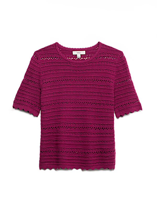 Cotton Rich Open Stitch Knitted Top
