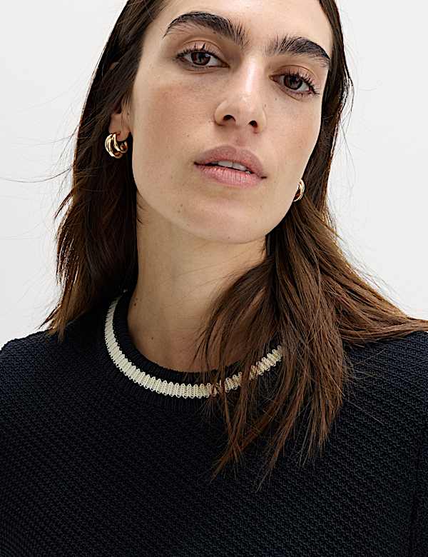 Cotton Rich Tipped Detail Knitted Top - CZ