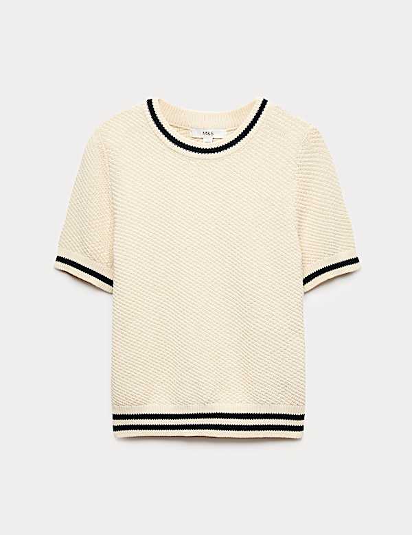 Cotton Rich Tipped Detail Knitted Top - BG