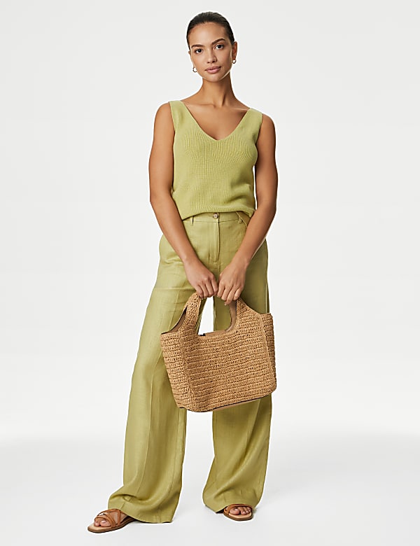 Cotton Rich V-Neck Longline Knitted Vest - CZ