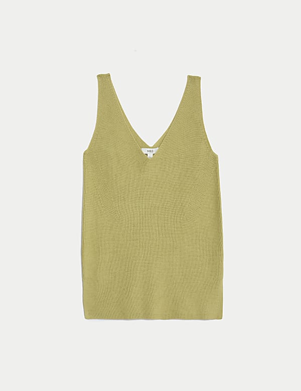 Cotton Rich V-Neck Longline Knitted Vest - CZ