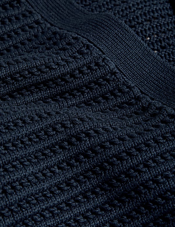 Cotton Rich Textured V-Neck Cardigan