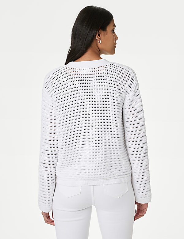 Cotton Rich Textured V-Neck Cardigan