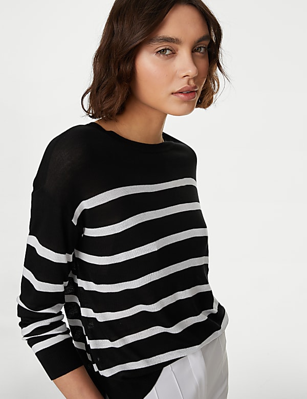Lightweight Striped Crew Neck Jumper