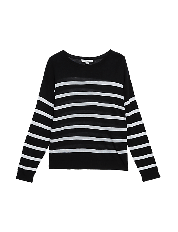 Lightweight Striped Crew Neck Jumper