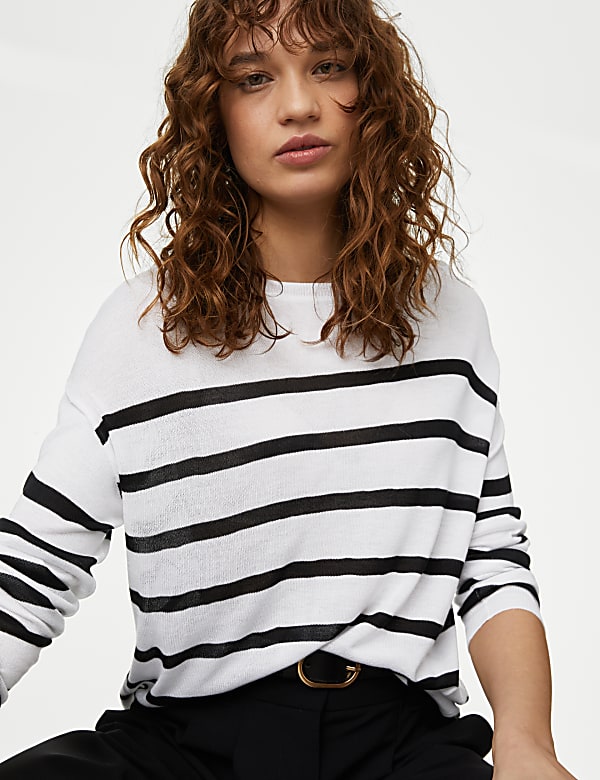 Lightweight Striped Crew Neck Jumper
