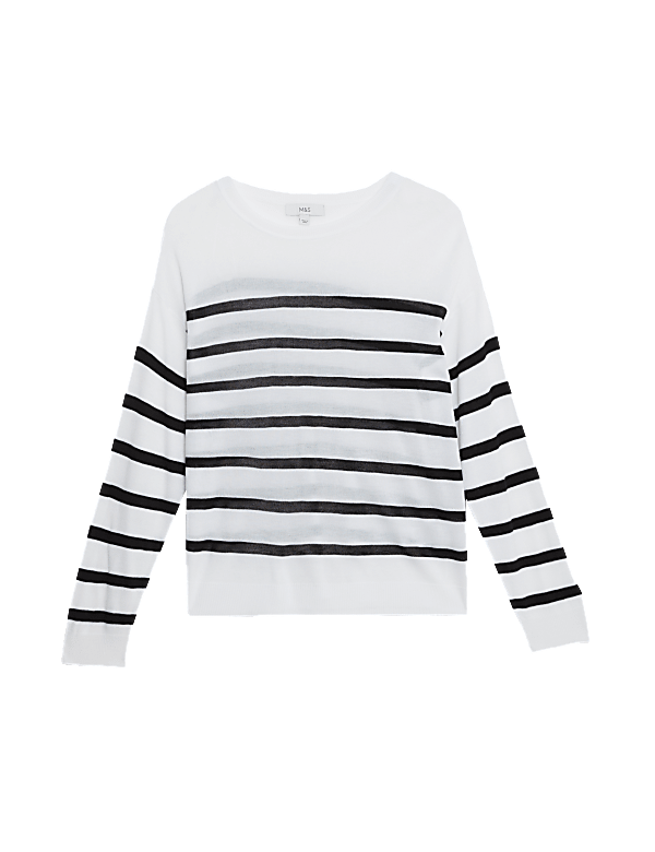Lightweight Striped Crew Neck Jumper