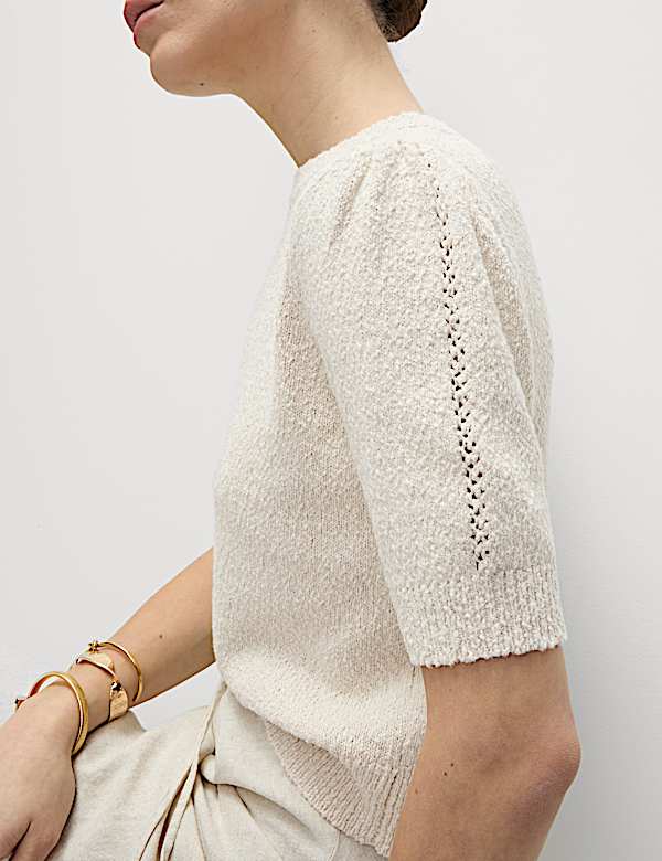 Cotton Rich Textured Slim Fit Crop Top - RO