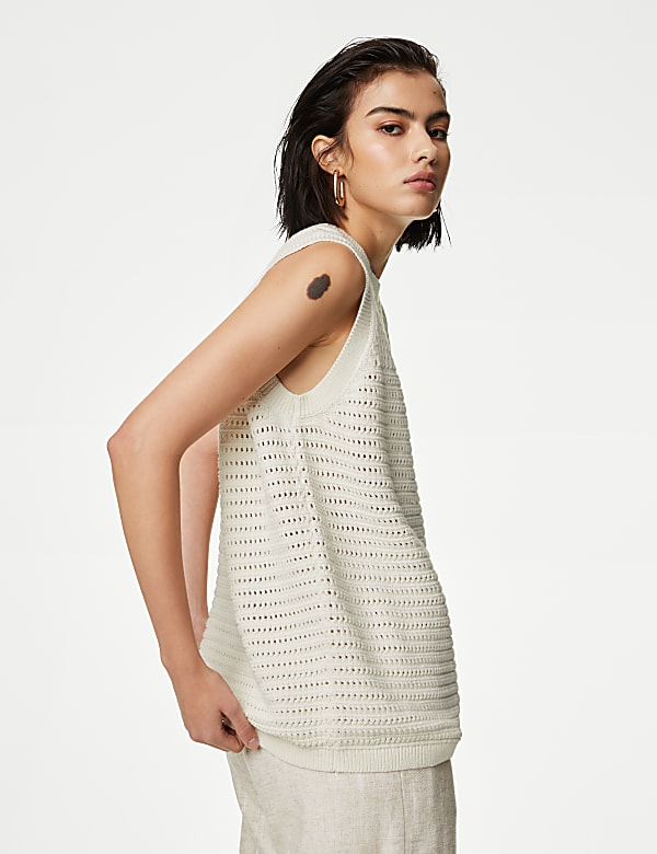 Cotton Rich Pointelle Knitted Vest - NL