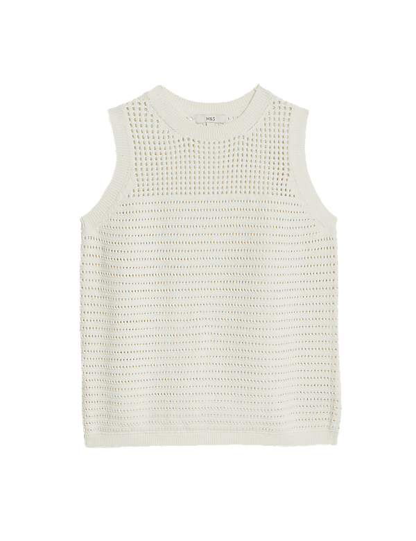 Cotton Rich Pointelle Knitted Vest