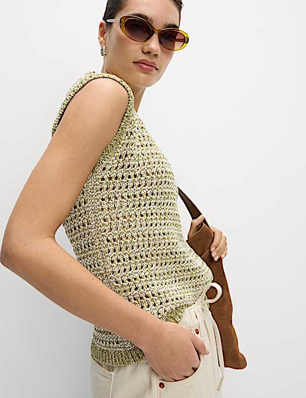 Crew Neck Slim Fit Knitted Vest with Cotton - JO