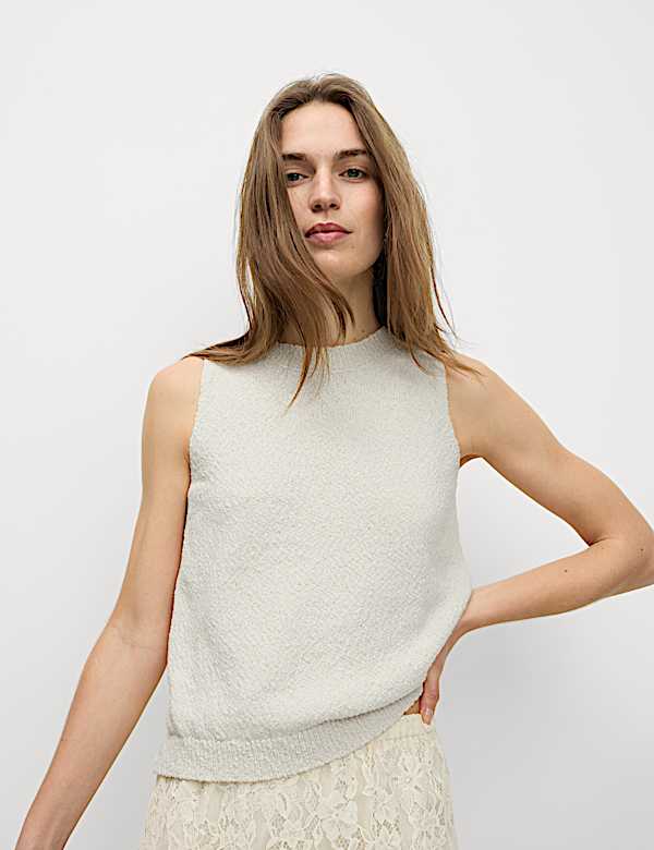 Cotton Rich Textured Knitted Vest - AU