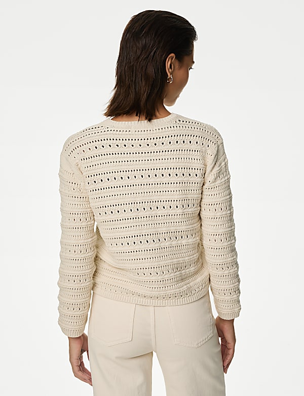 Cotton Rich Textured Pointelle Cardigan