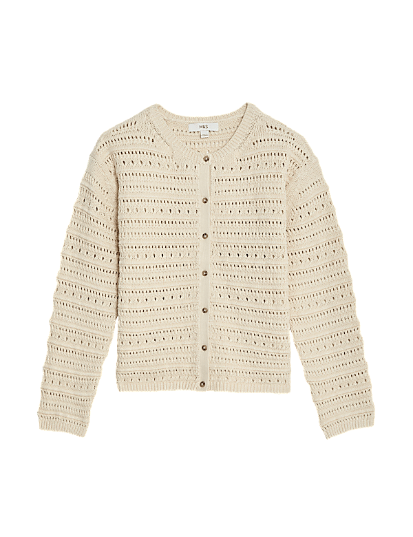 Cotton Rich Textured Pointelle Cardigan