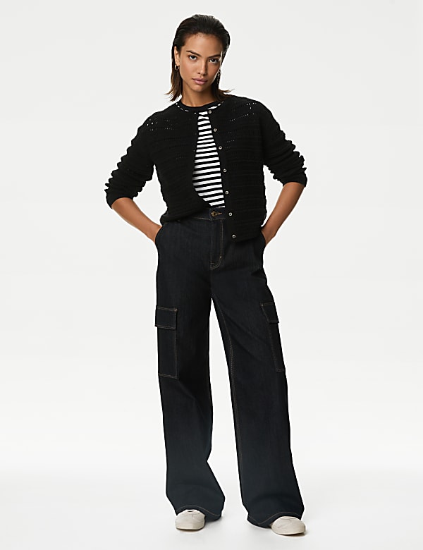 Cotton Rich Textured Pointelle Cardigan