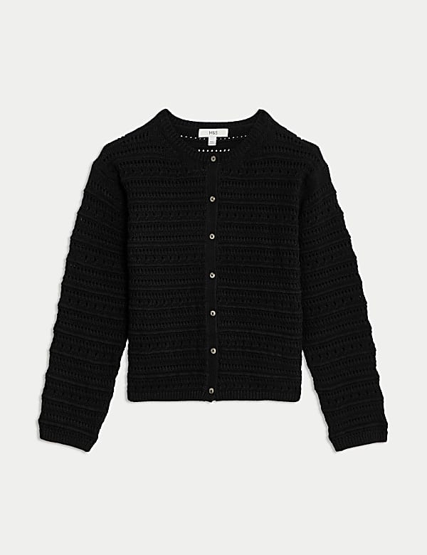 Cotton Rich Textured Pointelle Cardigan - UA
