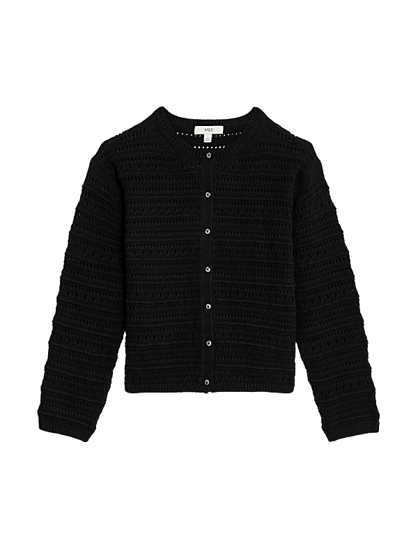 Buy Cotton Rich Textured Pointelle Cardigan at Marks Spencer