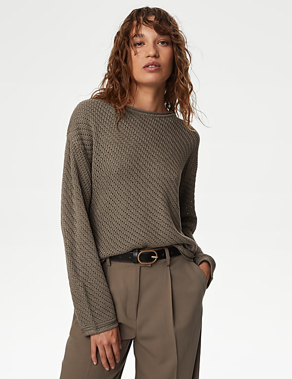 Textured Crew Neck Jumper - BN