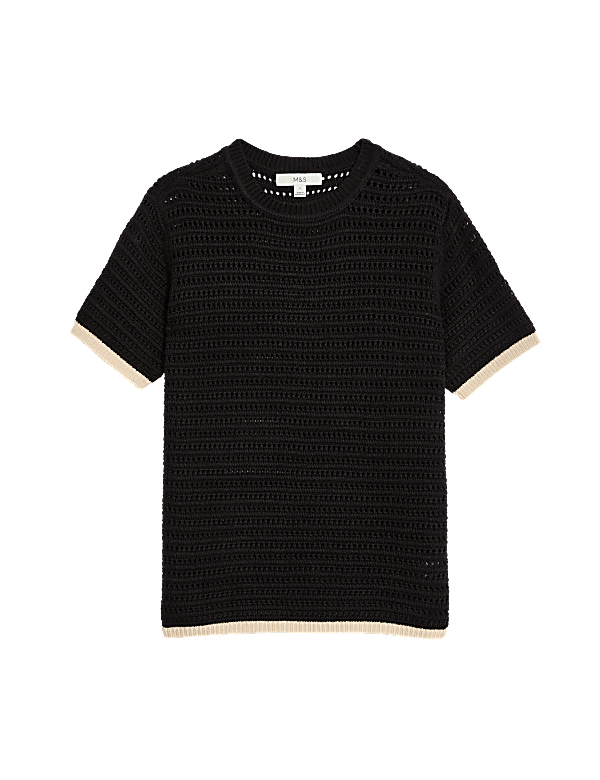 Cotton Rich Textured Tipped Knitted Top