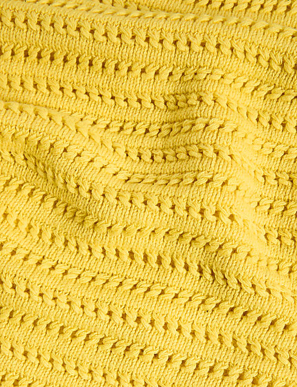 Cotton Rich Crew Neck Textured Knitted Top