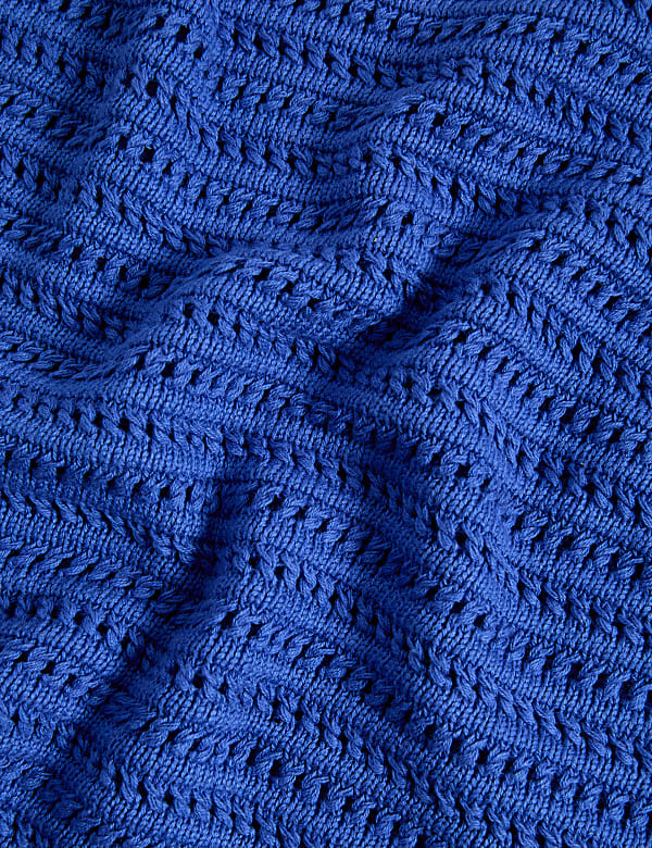 Cotton Rich Crew Neck Textured Knitted Top