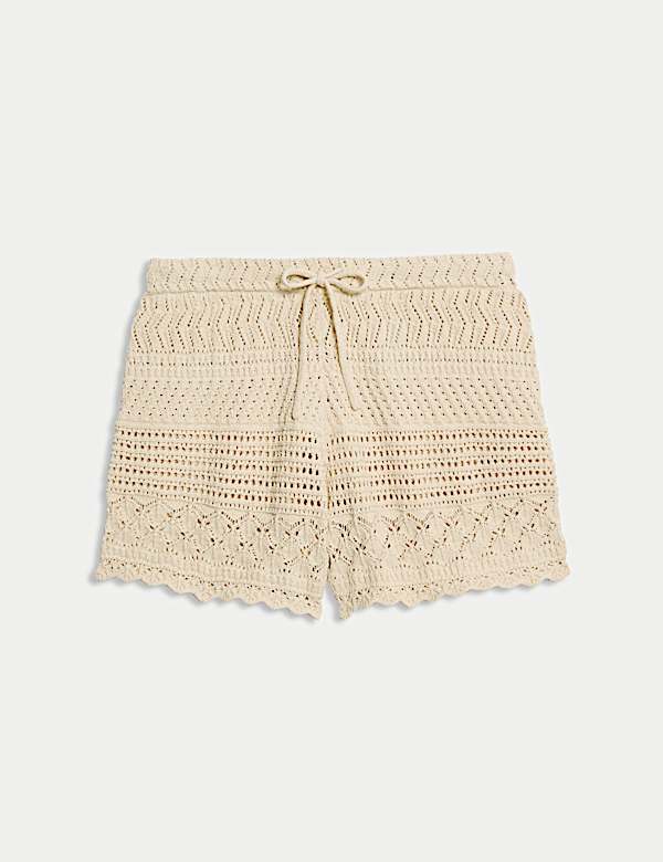 Cotton Blend Pointelle Shorts - ES