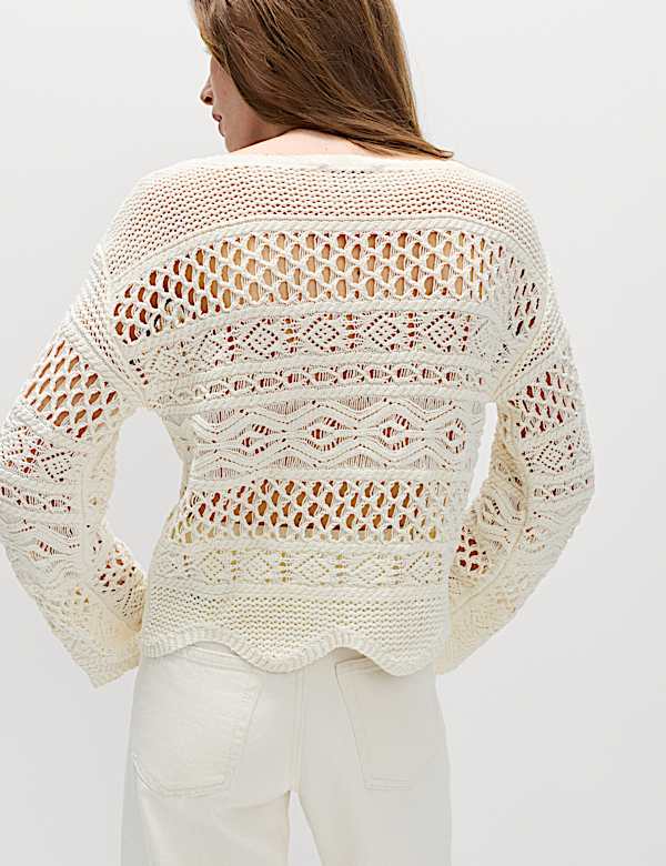 Pull court en coton textur&eacute; - CH