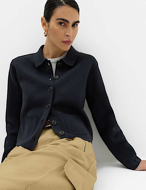 Wool Rich Collared Pocket Detail Jacket - CH