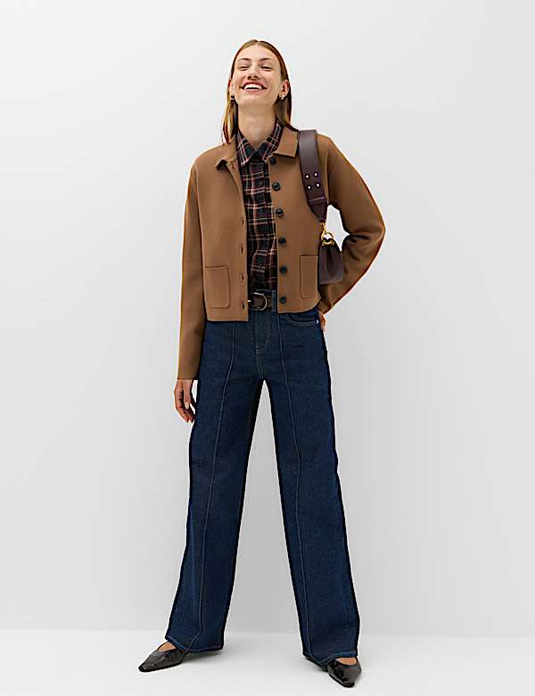 Pocket Detail Knitted Jacket with Cotton - AL