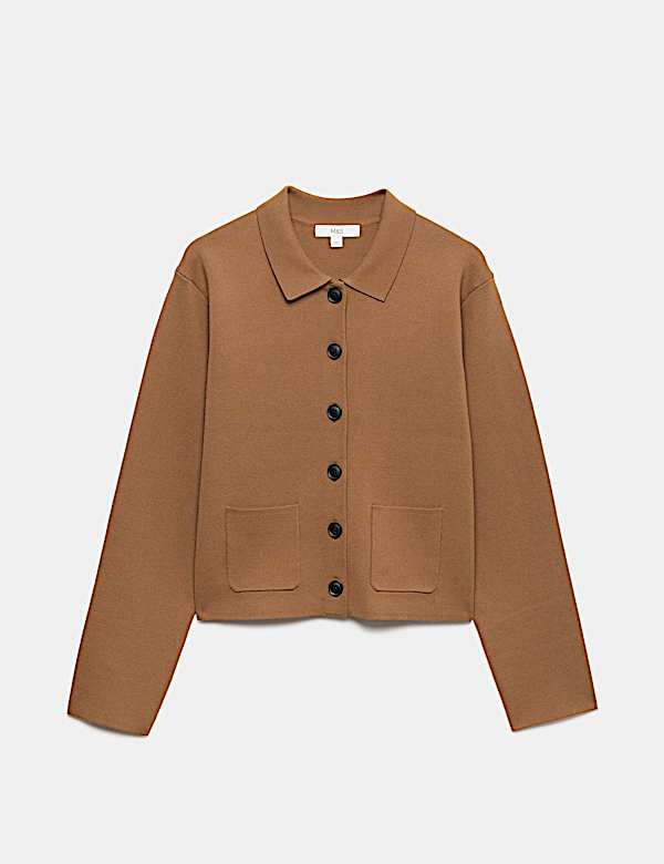 Pocket Detail Knitted Jacket with Cotton - AL