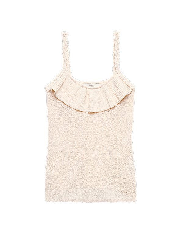 Cotton Rich Textured Scoop Neck Knitted Vest