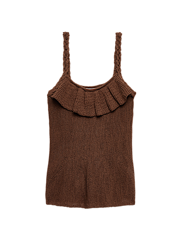 Cotton Rich Textured Scoop Neck Knitted Vest